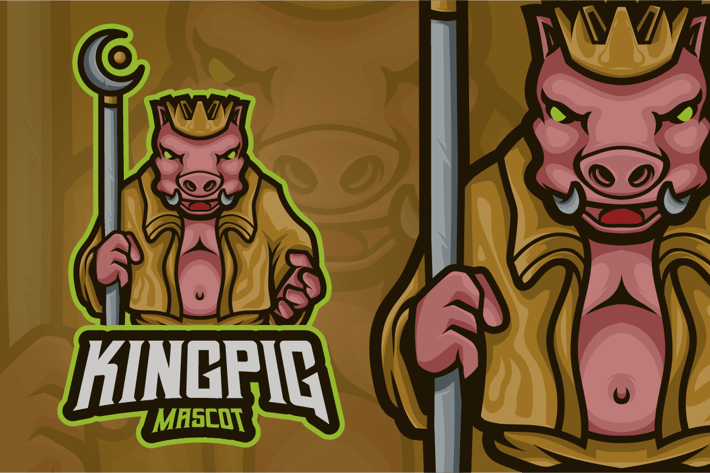 King Pig Mascot Logo