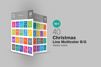 40 Christmas Line Multicolor Icons