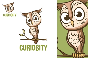 Cartoon Cute Owl Mascot Logo