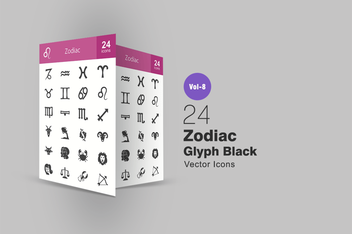 24 Zodiac Glyph Icons