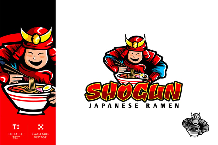 Shogun Japanese Ramen Logo Illustration Vector