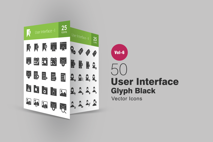 50 User Interface Glyph Icons
