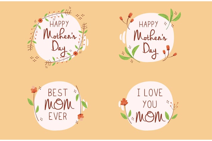 Happy Mother's Day Lettering Badge Illustration
