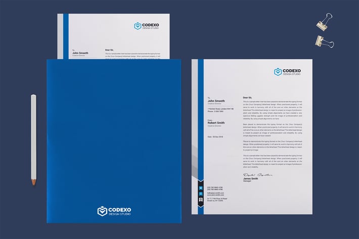 Letterhead Letter and Folder Mock Up