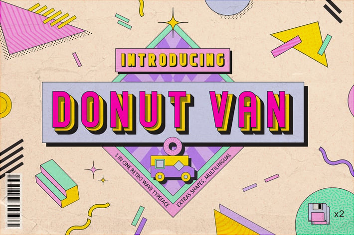 Donut Van - Trio Retro Wave Font