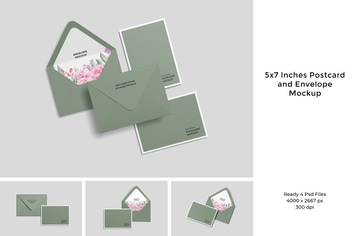 5x7 postcard and envelope mockup
