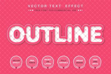 Pink outline - editable text effect, font style