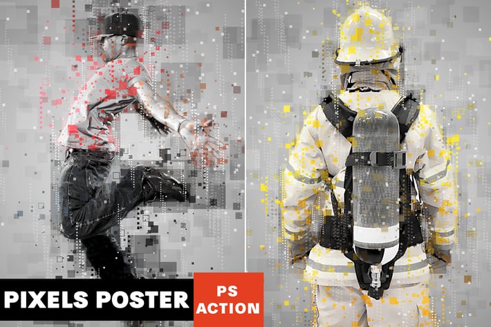 Pixels Poster Photoshop Action