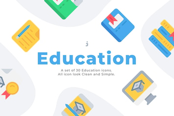 30 Education and Learning  Icons - Flat