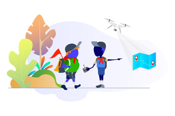 Picnic Guide by Drones Illustration
