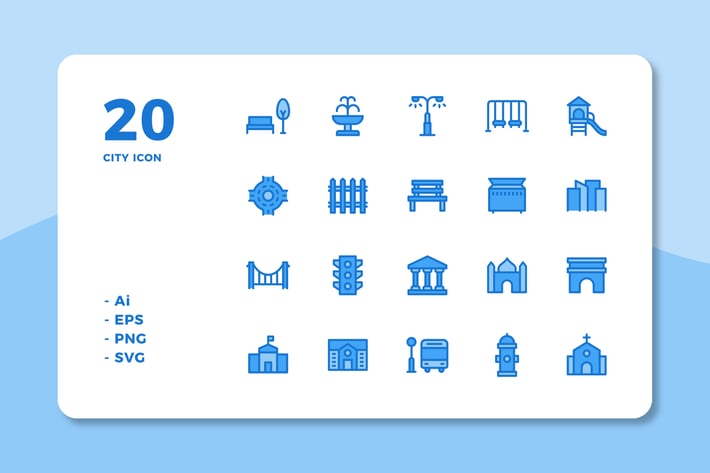20 City Icons (Lineal Color)