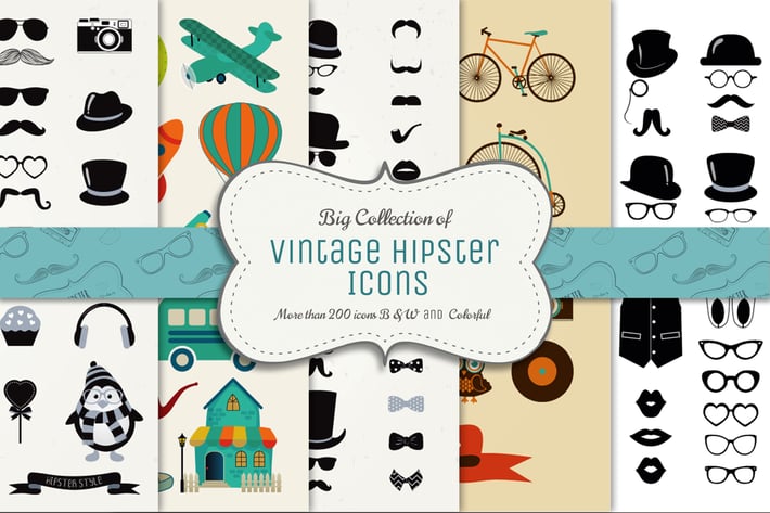 Big Collection of Vector Vintage Icons