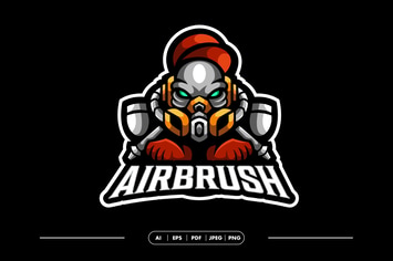 Airbrush Painting Mascot Logo Template