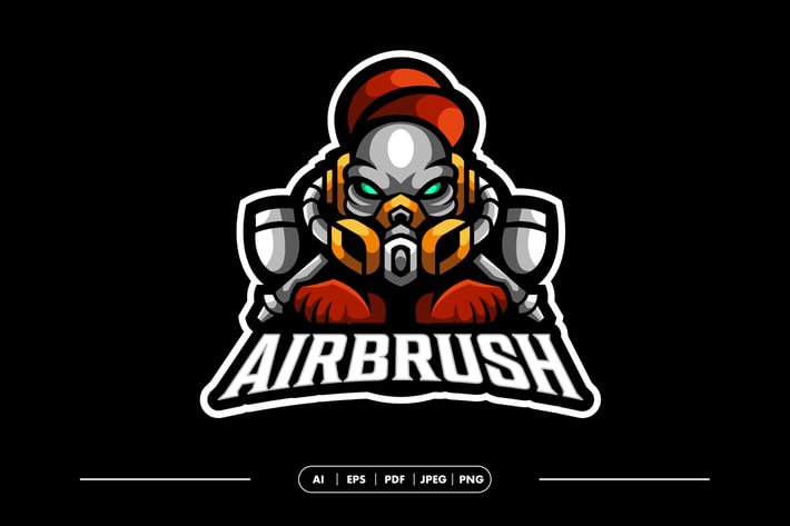 Airbrush Painting Mascot Logo Template