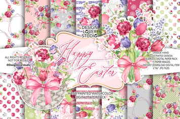 Happy Easter Rustic digital paper pack