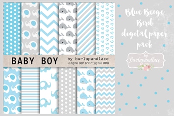 Baby boy digital paper pack