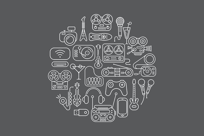 Entertainment Icons round shape vector artwork