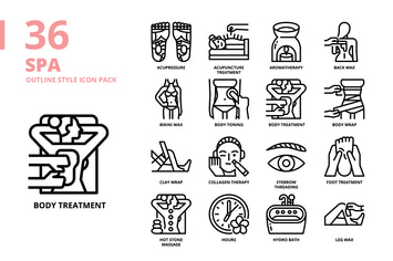 Spa Outline Style Icon Set