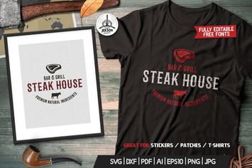 Grill Bar Print Design for TShirt Retro Vector SVG