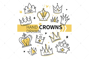 Hand drawn crowns collection - set of element