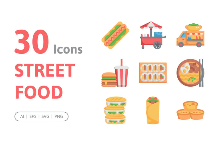 30 Street Food Icons