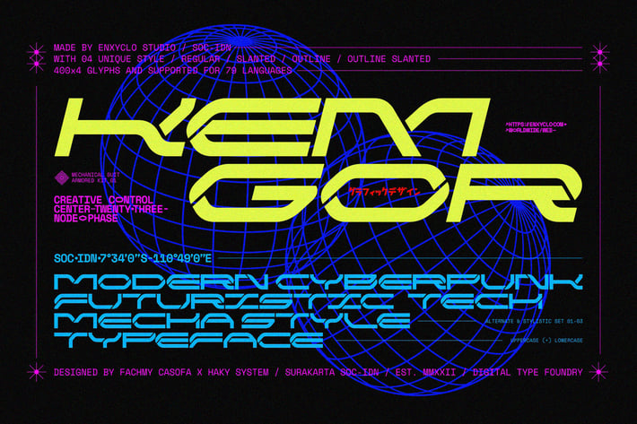 NCL Kemgor - Cyberpunk Futuristic Tech Font