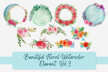 Beautiful Floral Watercolor Elements Vol 3