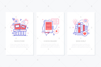 Literature and online reading - line desig banners