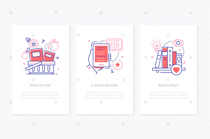 Literature and online reading - line desig banners