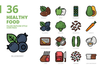 Healthy Food Filled Outline Style Icon Set