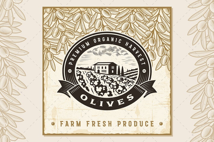 Vintage Olive Harvest Label