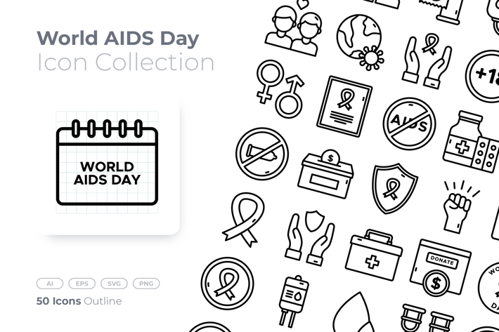 World AIDS Day Outline Icon