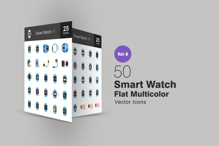 Smart Watch Flat Multicolor  Icons