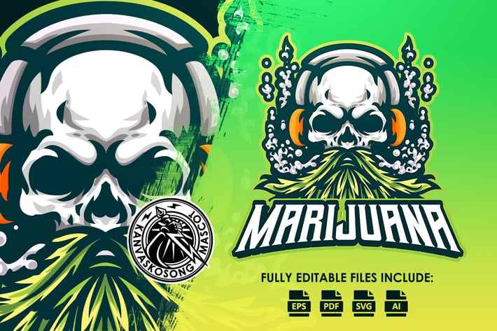 Skull Marijuana Mascot Logo
