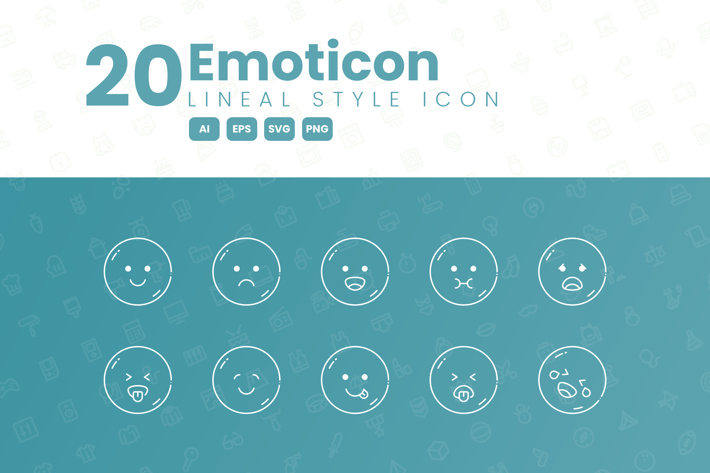 20 Emoticon Detailed Icon Collection