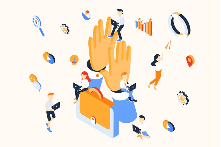 Teamwork Isometric Illustration