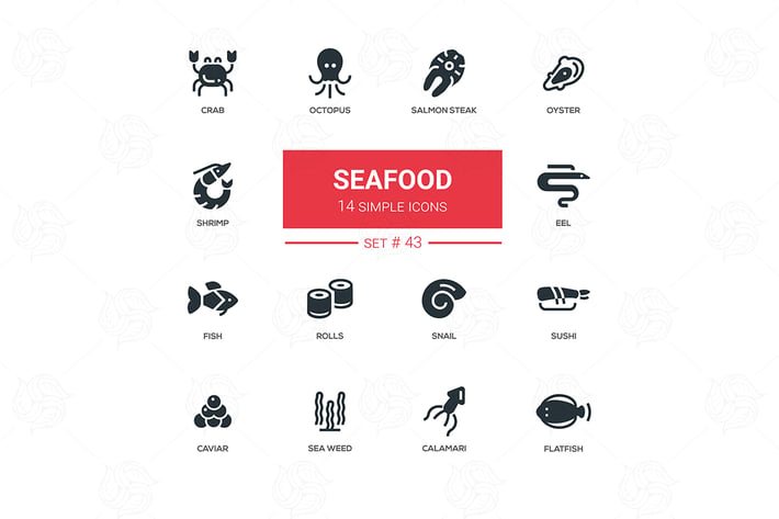 Seafood concept - line design icons set