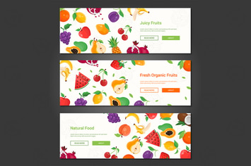 Natural food - set of vector illustrations