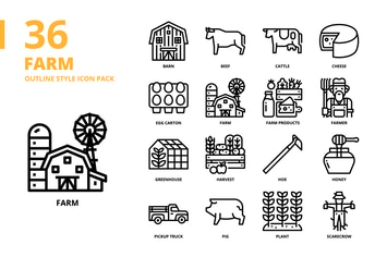 Farm Outline Style Icon Set