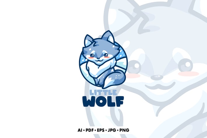 Little Wolf Monster Cartoon Logo