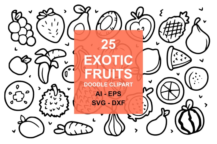 25 Exotic Fruit Doodles
