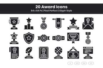 20 Award Icons Set - Glyph