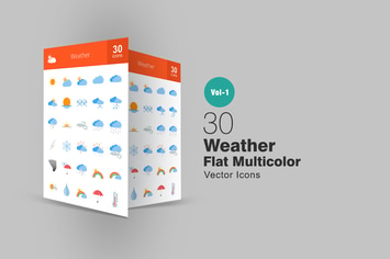 30 Weather Flat Multicolor Icons