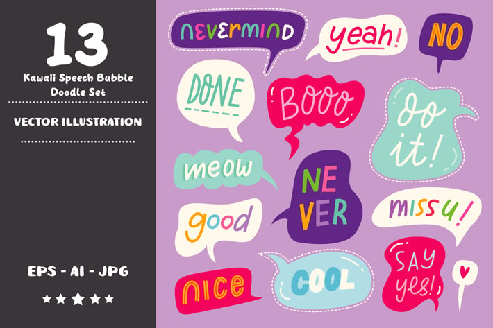Kawaii Speech Bubble Doodle Set