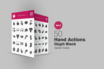 50 Hand Actions Glyph Icons