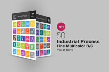 50 Industrial Process Line Multicolor B/G Icons