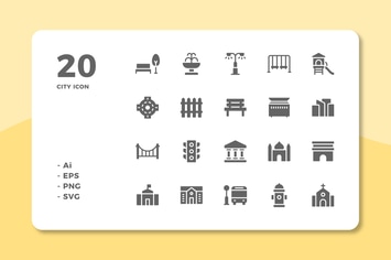 20 City Icons (Solid)