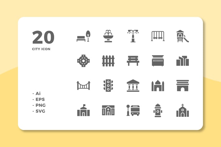 20 City Icons (Solid)
