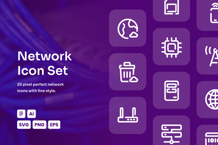 Network Dashed Line Icon Set