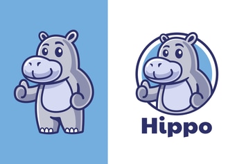 Thumbs up Hippo Mascot Logo Design